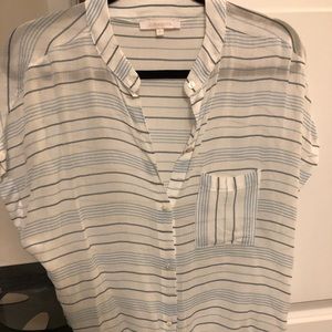 Oliveaceous tie front button down top